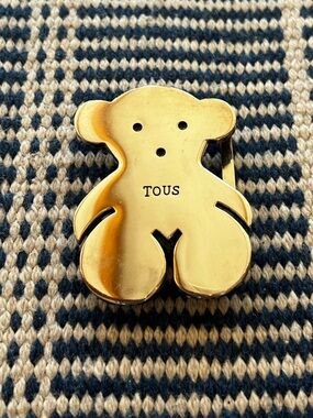 Tous bear silver tone logo belt buckle